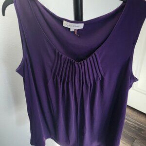 Calvin Klein Purple Pleated Neckline Blouse Size Small
